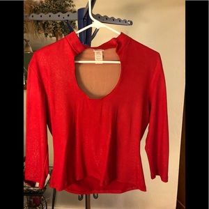 Sparkle red open keyhole design top